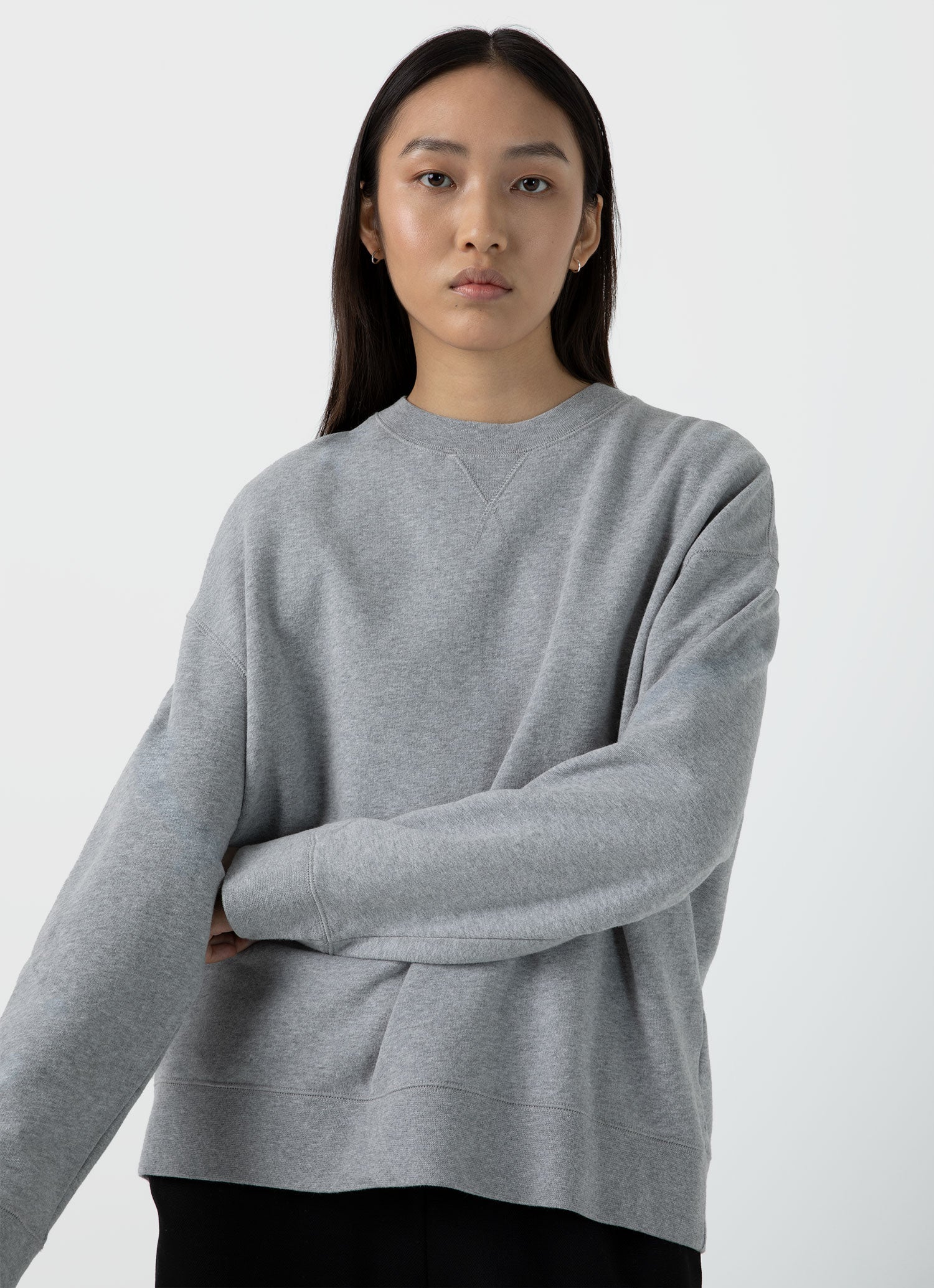 リラックスループバックスウェットシャツ （Grey Melange）| Sunspel