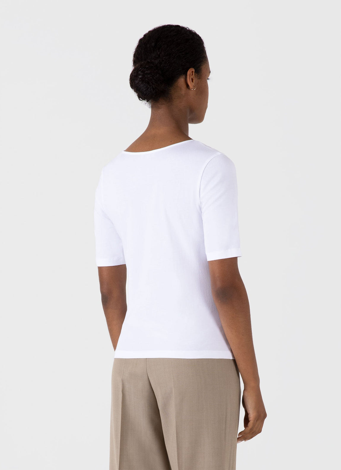 Women's Stretch Cotton Scoop Top in White