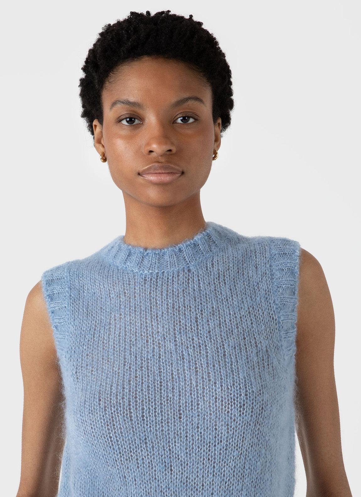 Women's Mohair Silk Vest in Cornflower