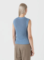 Women's Chunky Cotton Stitch Vest in Light Blue