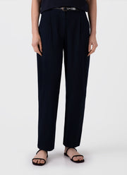 Women's Pleated Chino in Midnight Navy