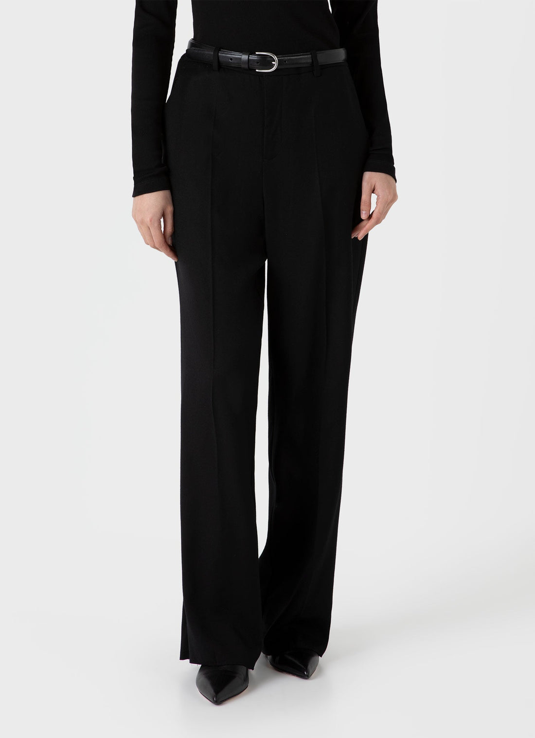 Women's Wool Flannel Trouser in Black