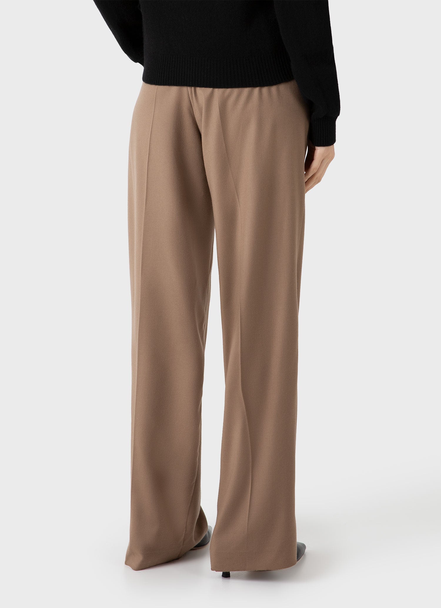 Women's Wool Flannel Trouser in Light Camel