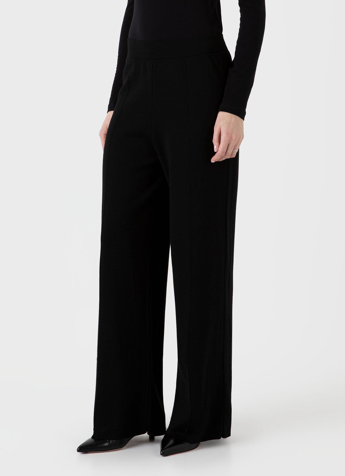 Women's Merino Milano Knit Trouser in Black