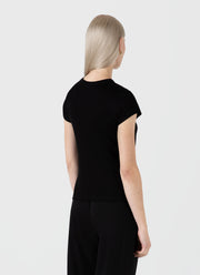 Women's Ribbed T-shirt in Black