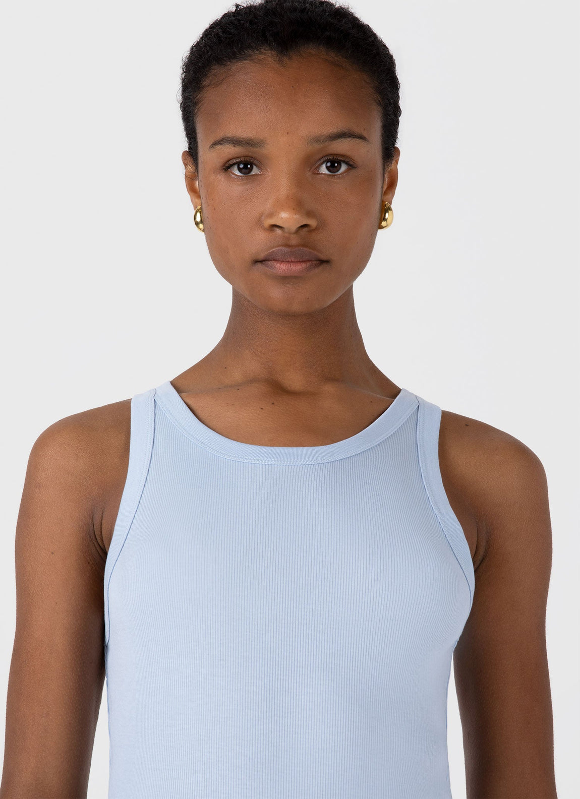 Women's Ribbed Tank Top in Blue Mist